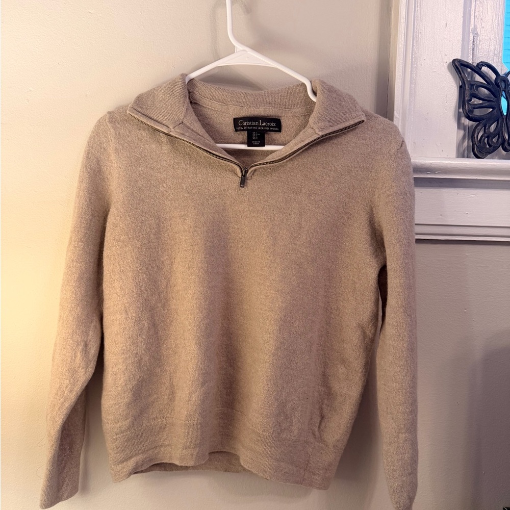 Christian Lacroix 100% Extra Fine Wool Quarter Zip
